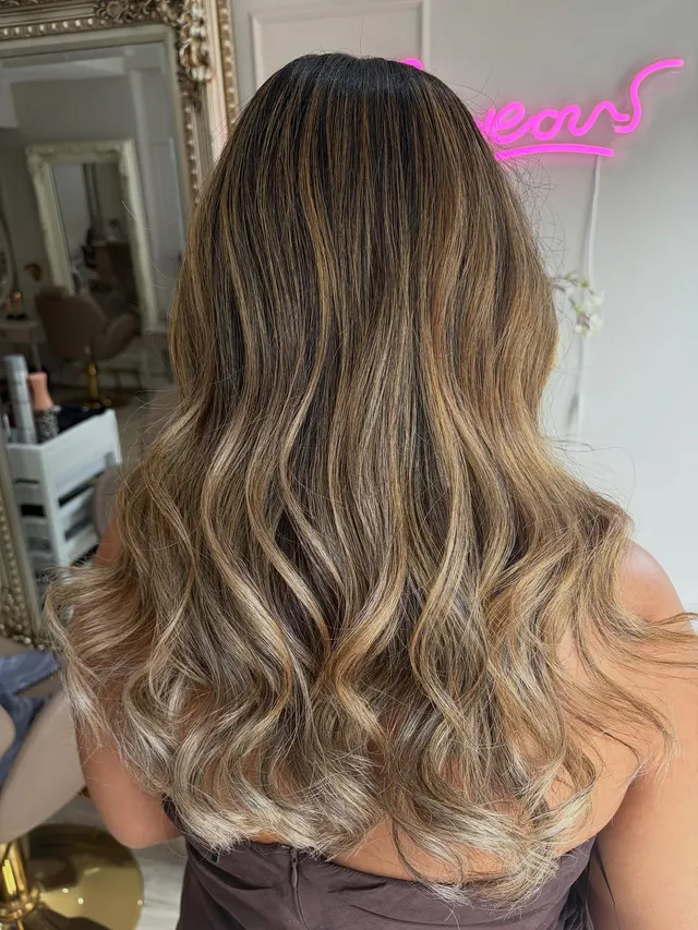 Brighter, blended balayage on long hair