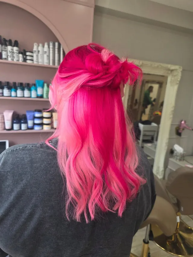 Bold hot-pink colour with a soft pink melt through the lengths