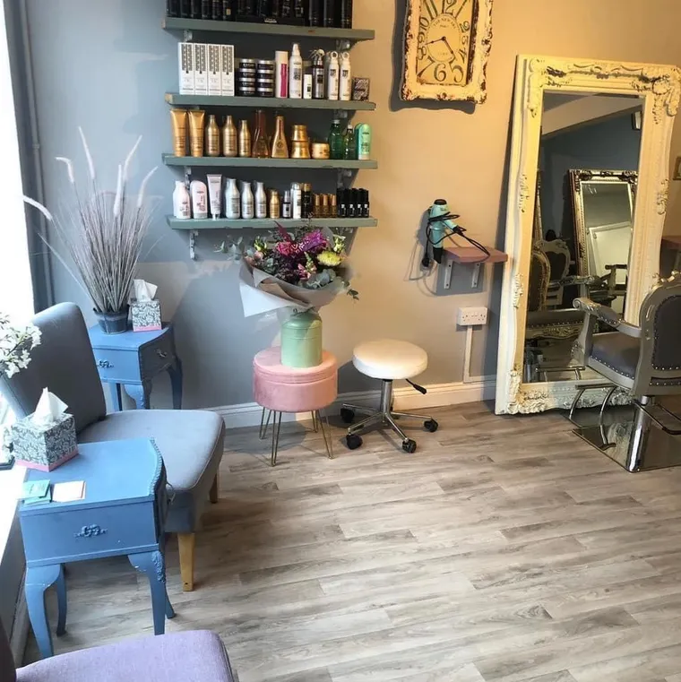 The styling stations inside The Hair Room